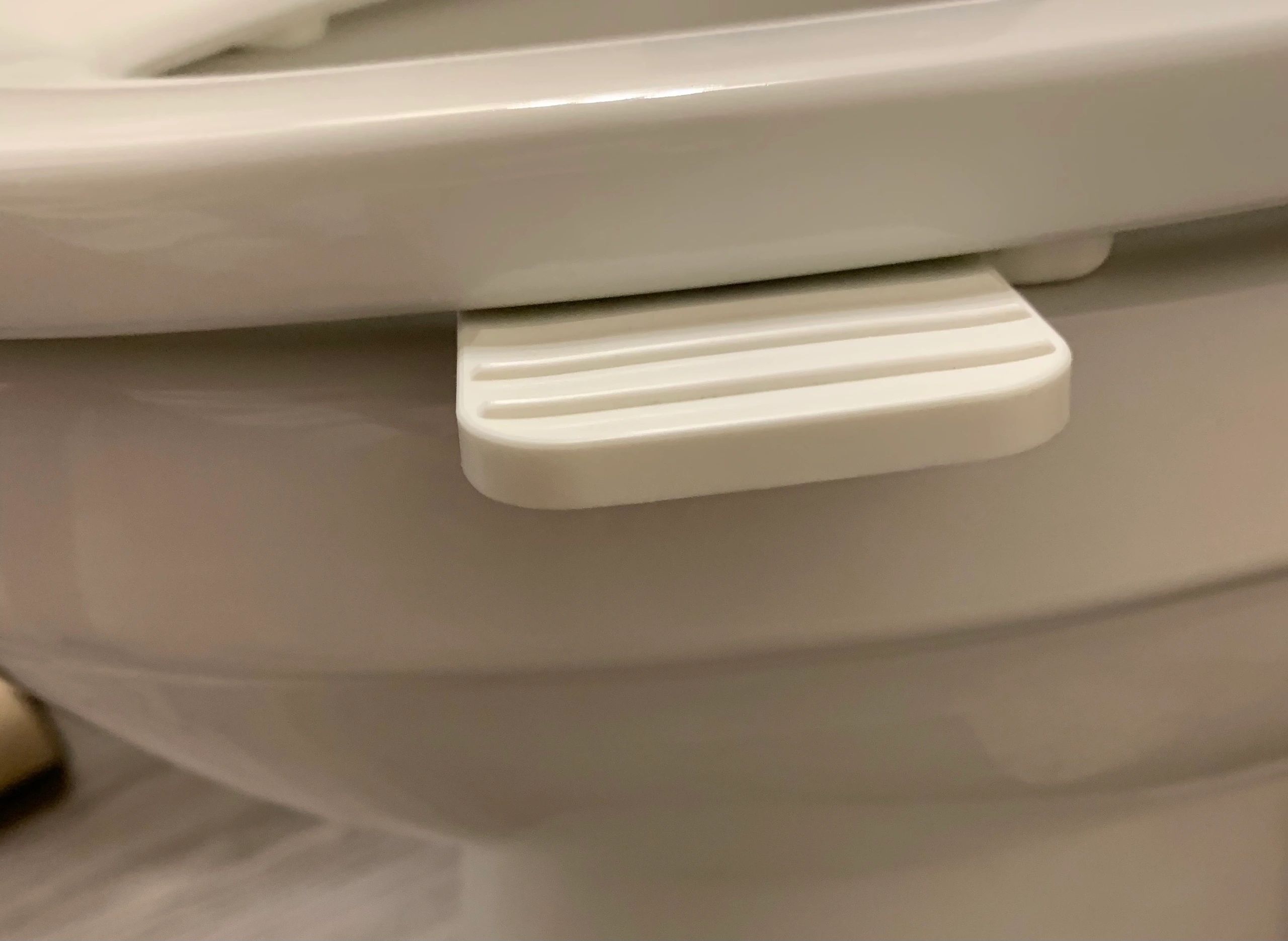 White rectangular handle close-up