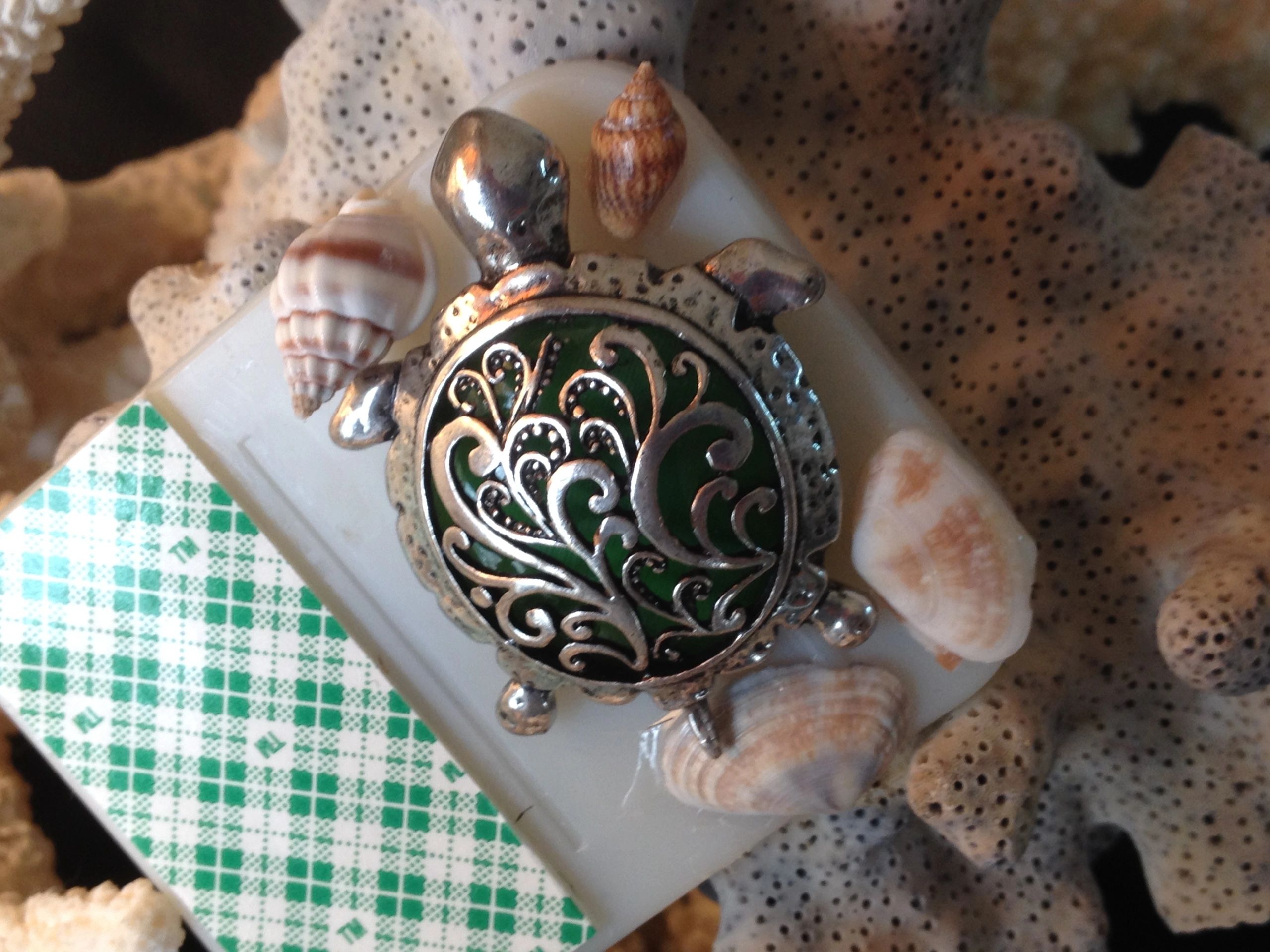 Turtle pendant seashells coastal